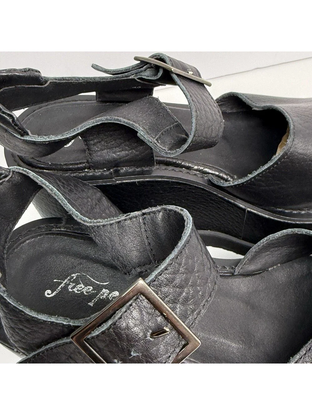 Free People Joanie Platform Wedge Shoe in Black Size 10 EU 40 Strap Chunky Punk